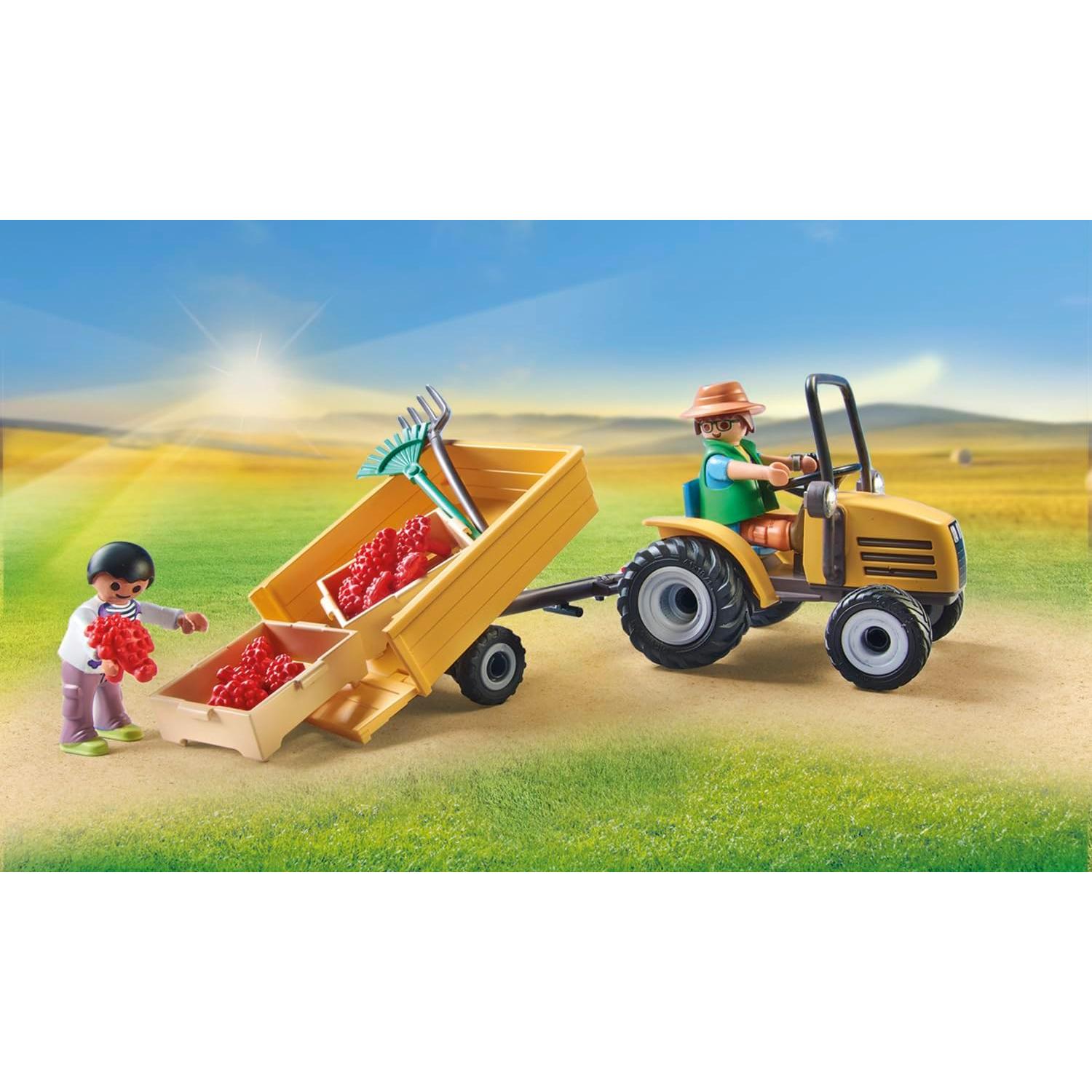PLAYMOBIL Tractor con Remolque y Tanque 71442 - Juego de Granja