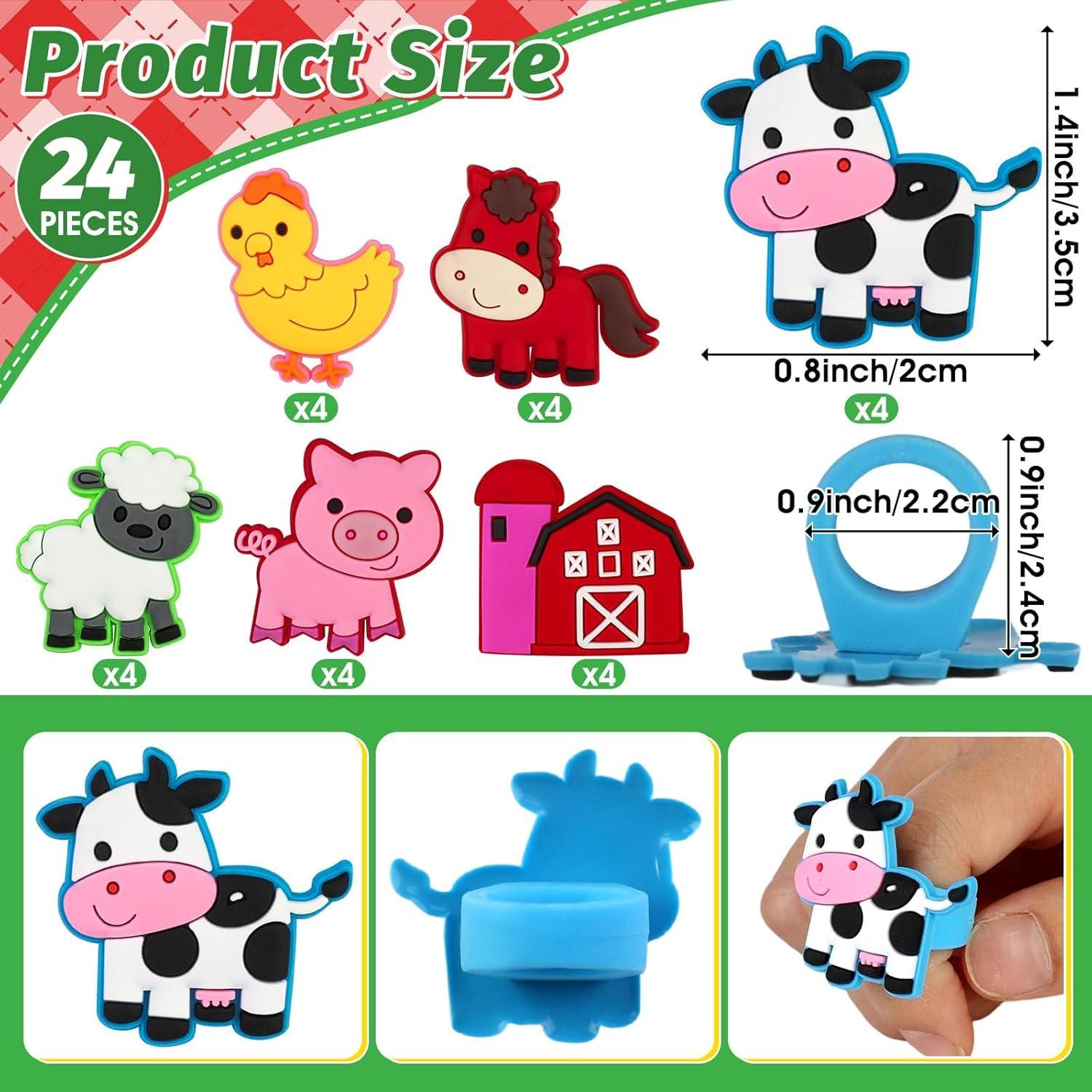 Adornos de Cupcake de Animales de Granja 24 Pcs - Yuanhsihui