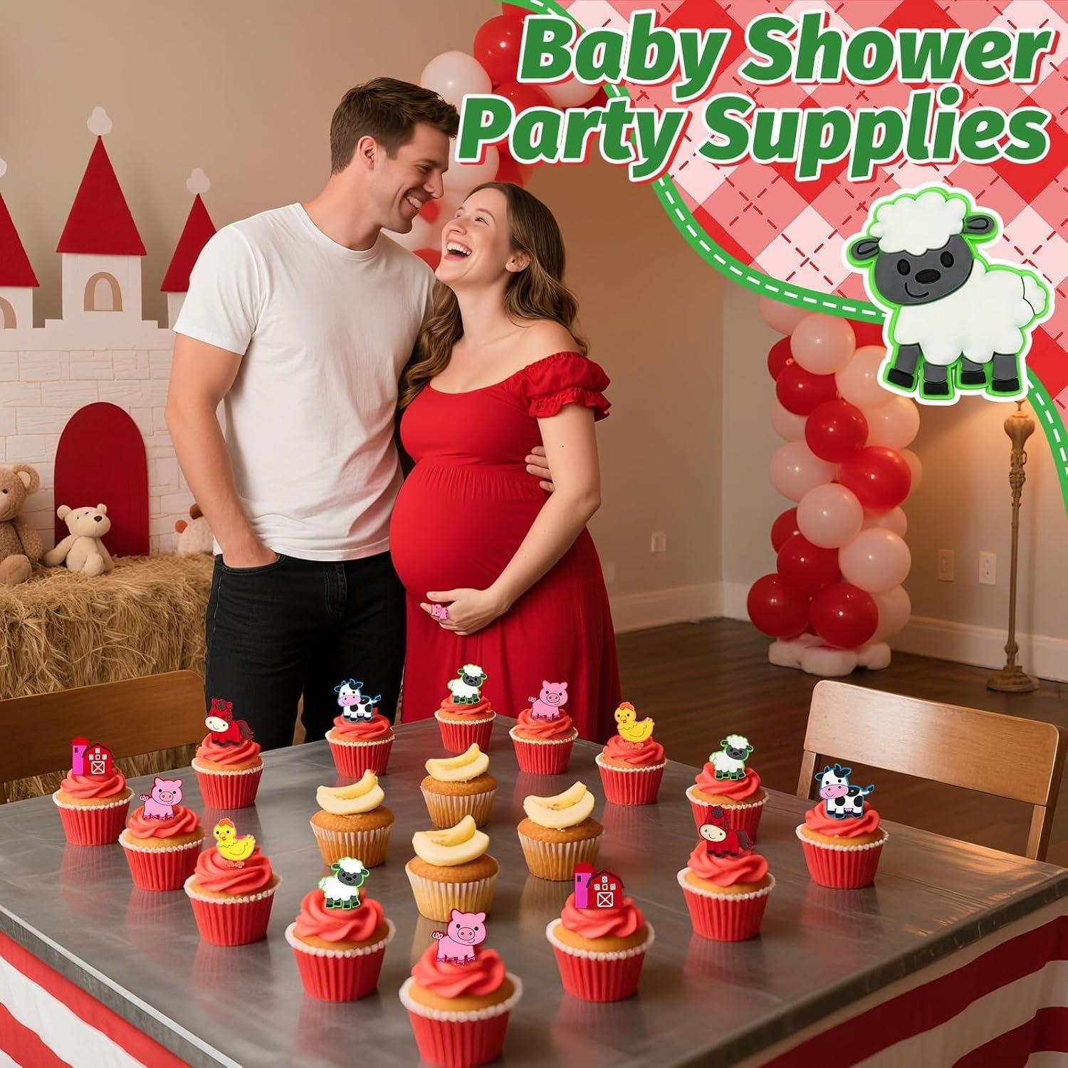 Adornos de Cupcake de Animales de Granja 24 Pcs - Yuanhsihui