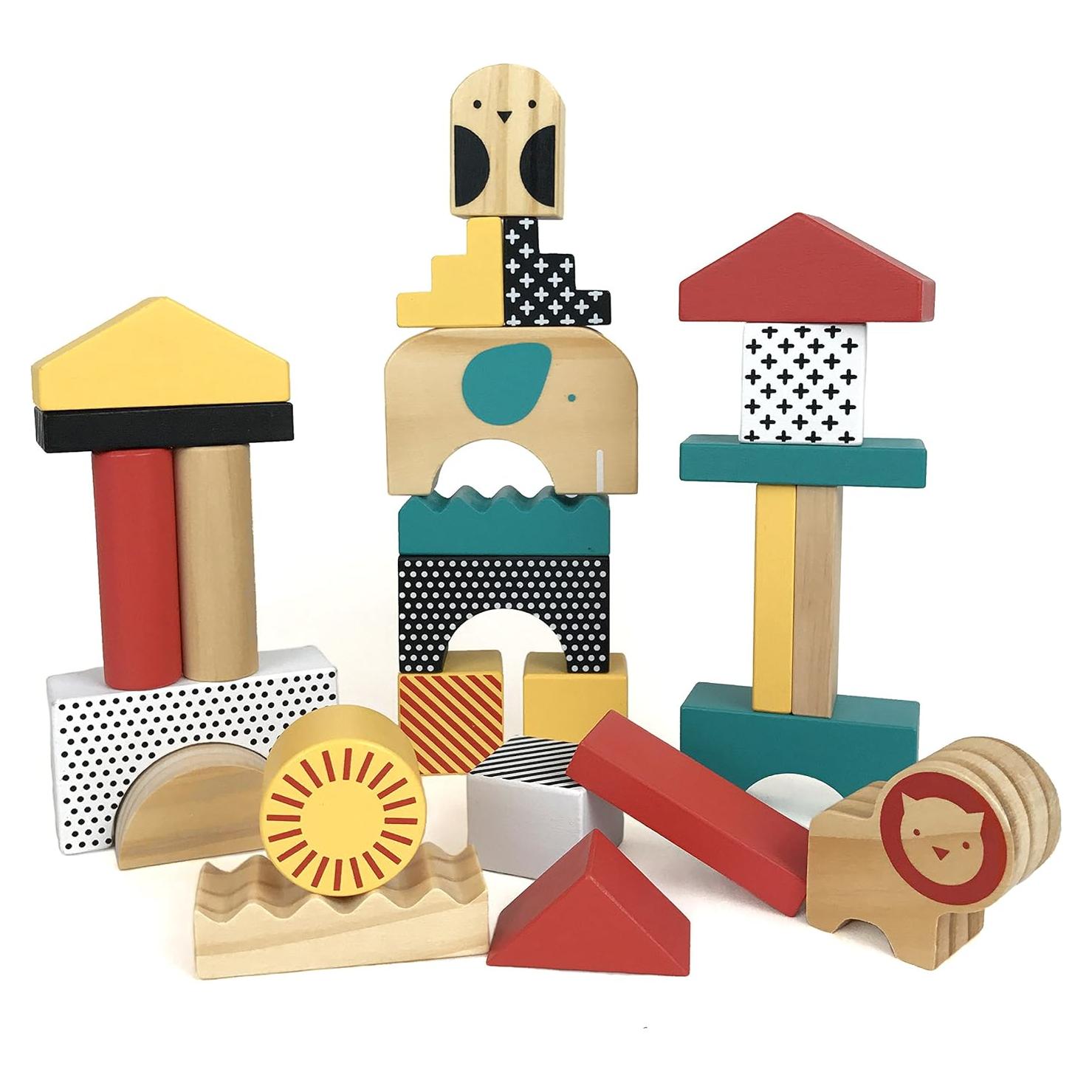 Bloques de Construcción de Madera Petit Collage 26 Piezas 14 Formas