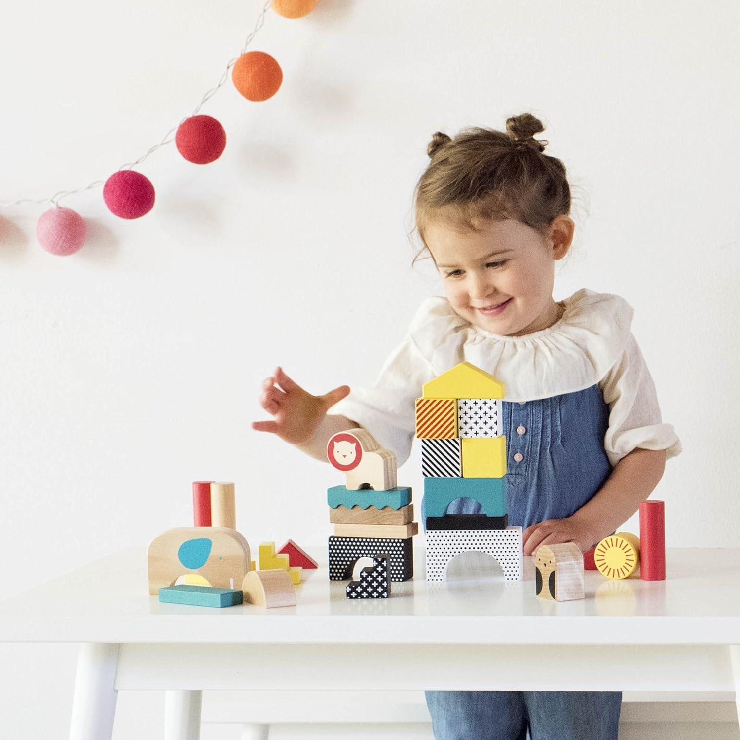 Bloques de Construcción de Madera Petit Collage 26 Piezas 14 Formas