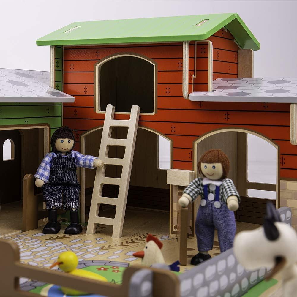 Granja de Adoquines Bigjigs Toys con Establo y Accesorios