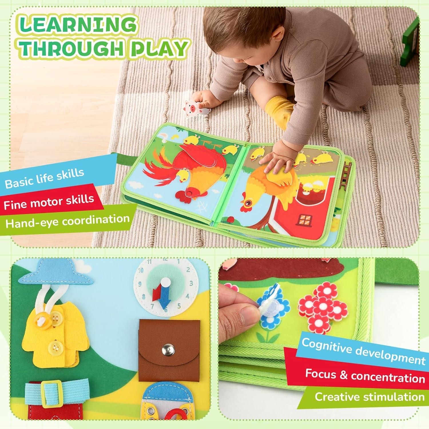 Libro Ocupado Montessori Kyteazr 25 Actividades Granja 1-3 Años