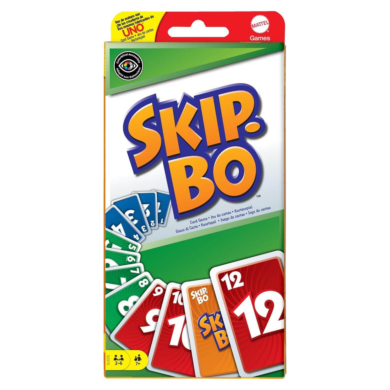 Juego de Cartas Skip-BO Mattel + Edades 7+ + 162 Cartas