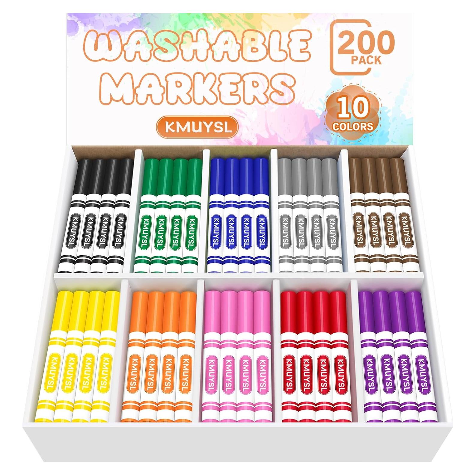 Marcadores Lavables KMUYSL 200 Unidades 10 Colores Variados