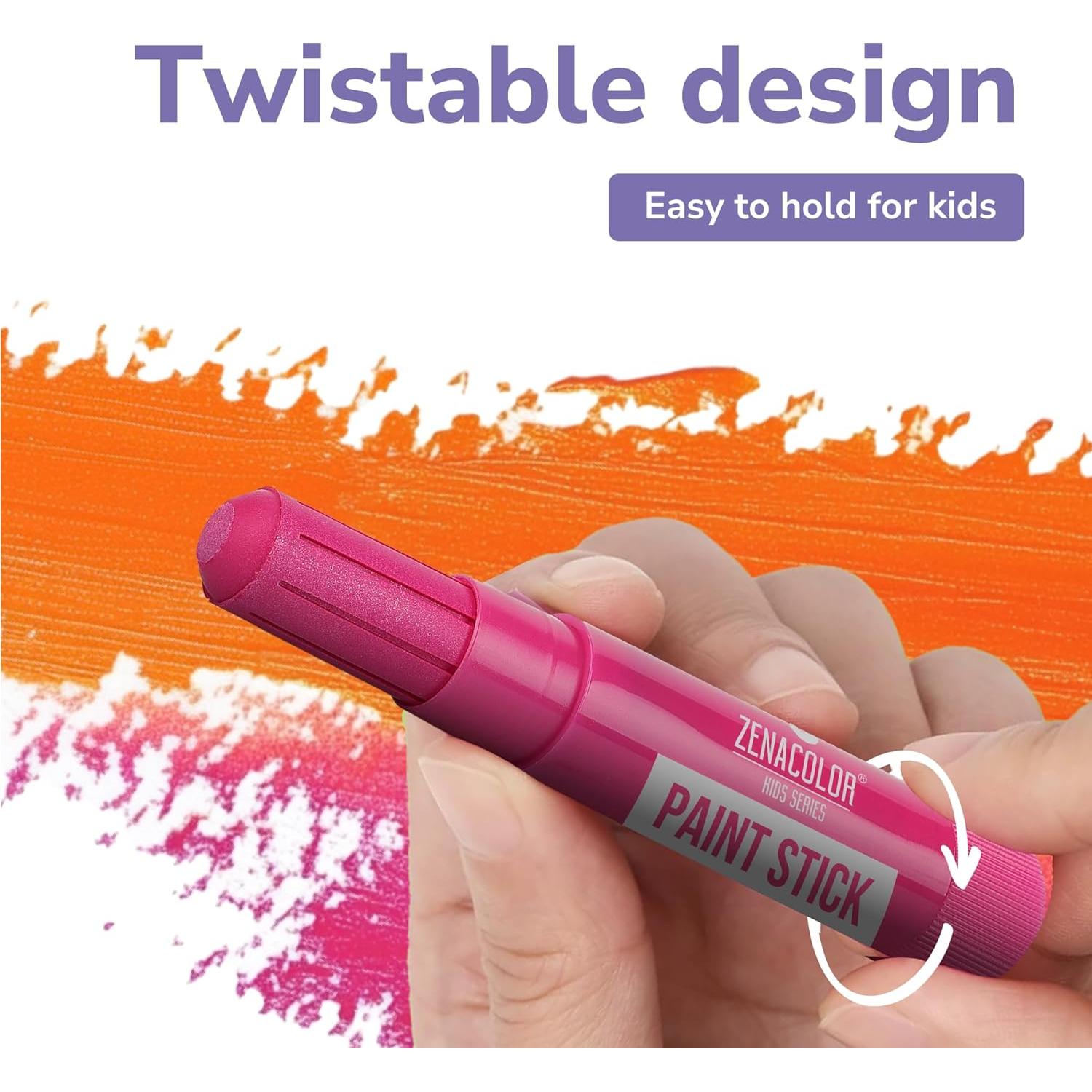 Palitos de Témpera Zenacolor - 12 Colores Lavables para Niños