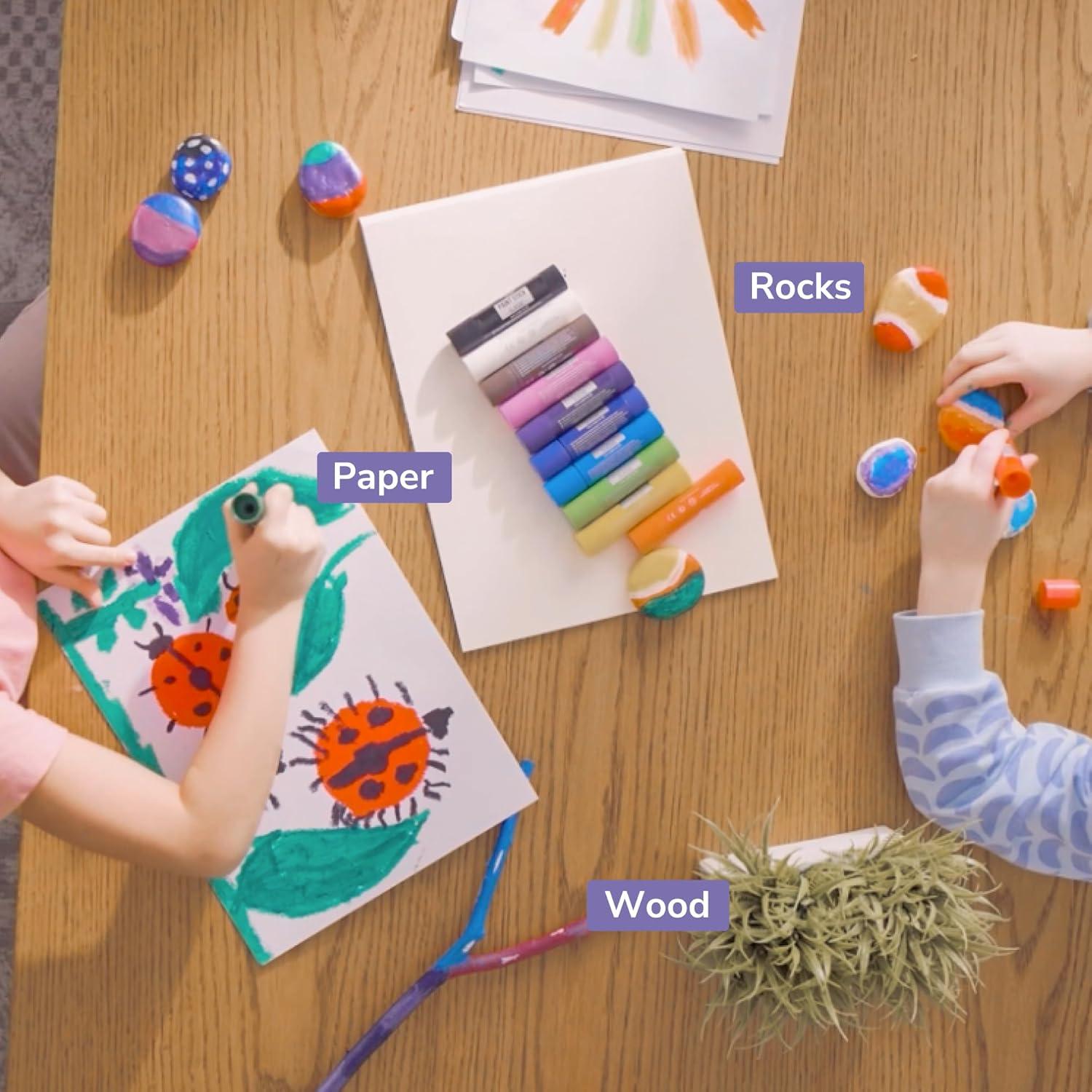 Palitos de Témpera Zenacolor - 12 Colores Lavables para Niños