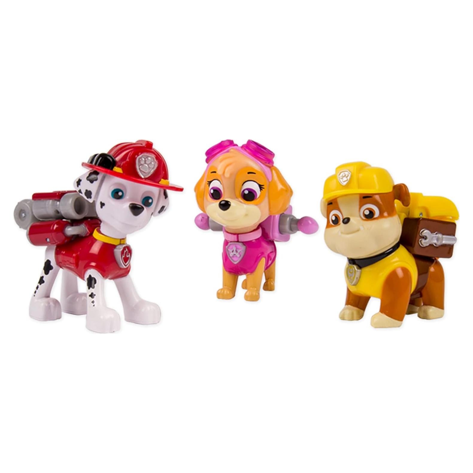 Conjunto de Figuras Paw Patrol Action Pack 3 Pups Marshall Skye Rubble