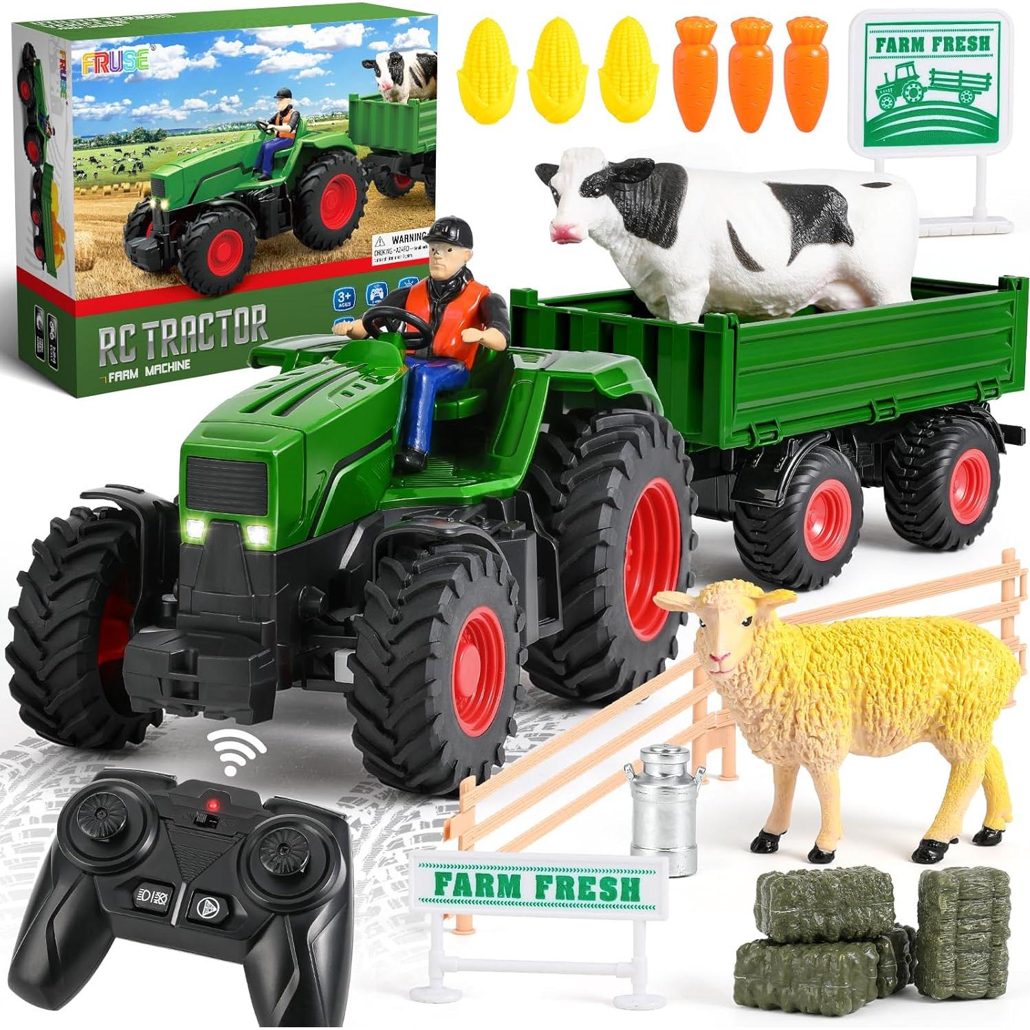 Conjunto de Juguetes de Granja FRUSE con Tractor RC y Arena