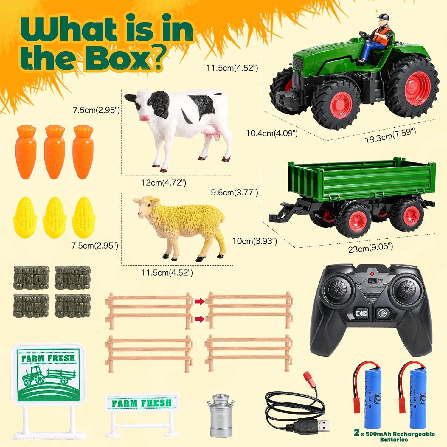 Conjunto de Juguetes de Granja FRUSE con Tractor RC y Arena