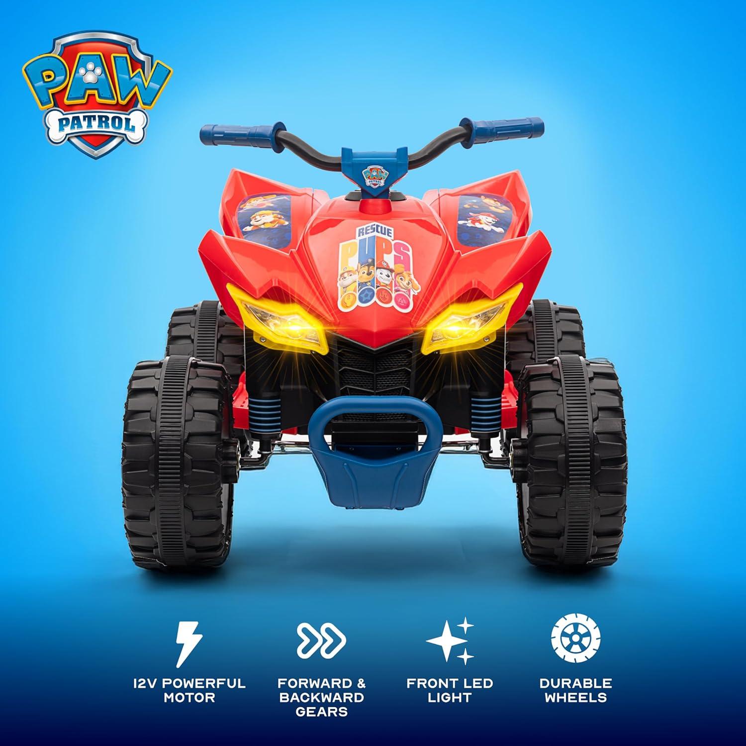 ATV 12V Paw Patrol Rojo para Niños - Juguete de Paseo Duradero