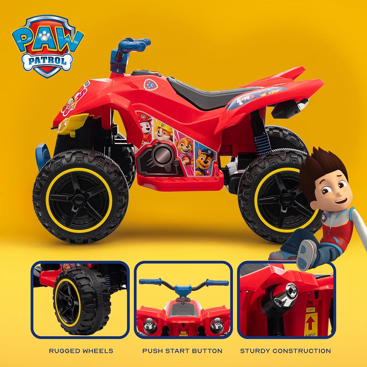ATV 12V Paw Patrol Rojo para Niños - Juguete de Paseo Duradero