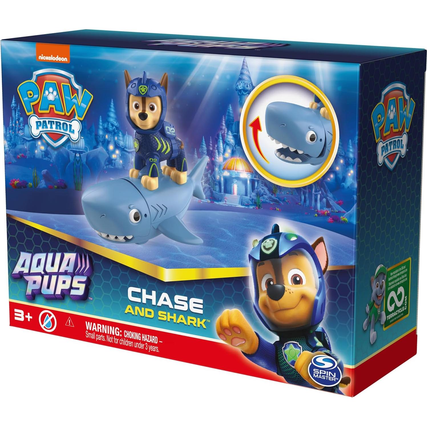 Figuras de Acción PAW Patrol Aqua Pups Chase y Tiburón - 20.32 cm