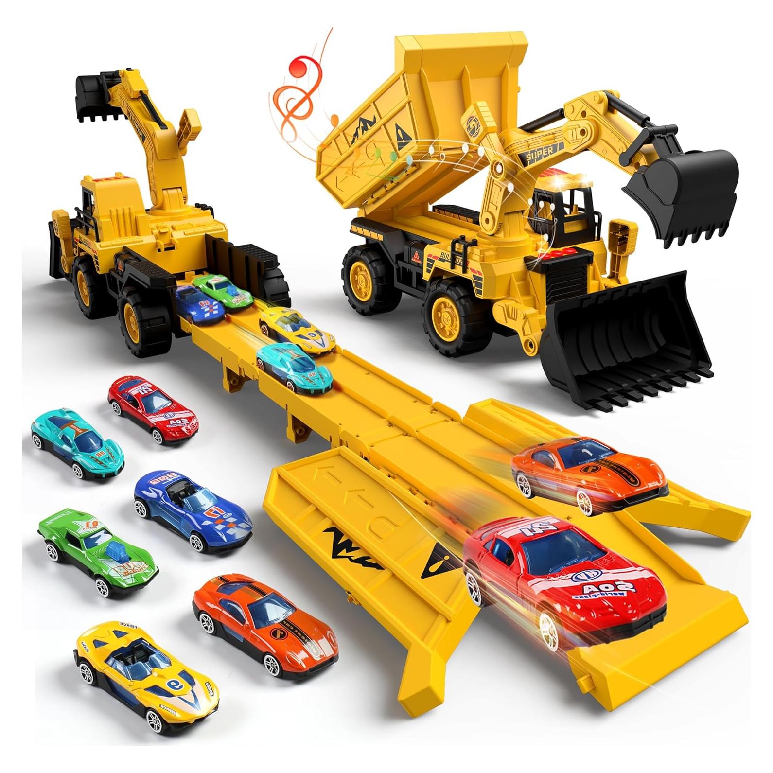 Juguete Camiones de Construcción DWIRCTOYS 4-en-1 con Luz y Sonido