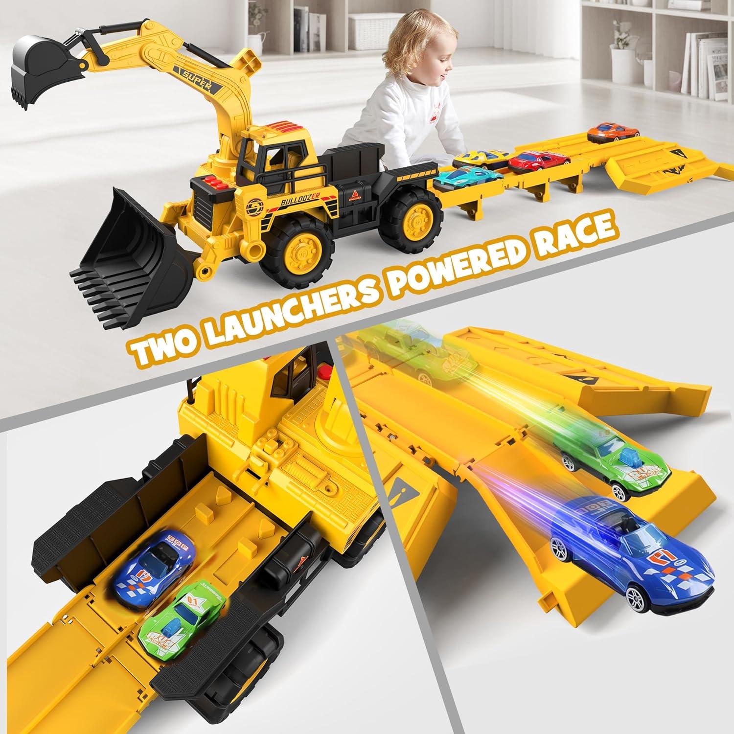 Juguete Camiones de Construcción DWIRCTOYS 4-en-1 con Luz y Sonido