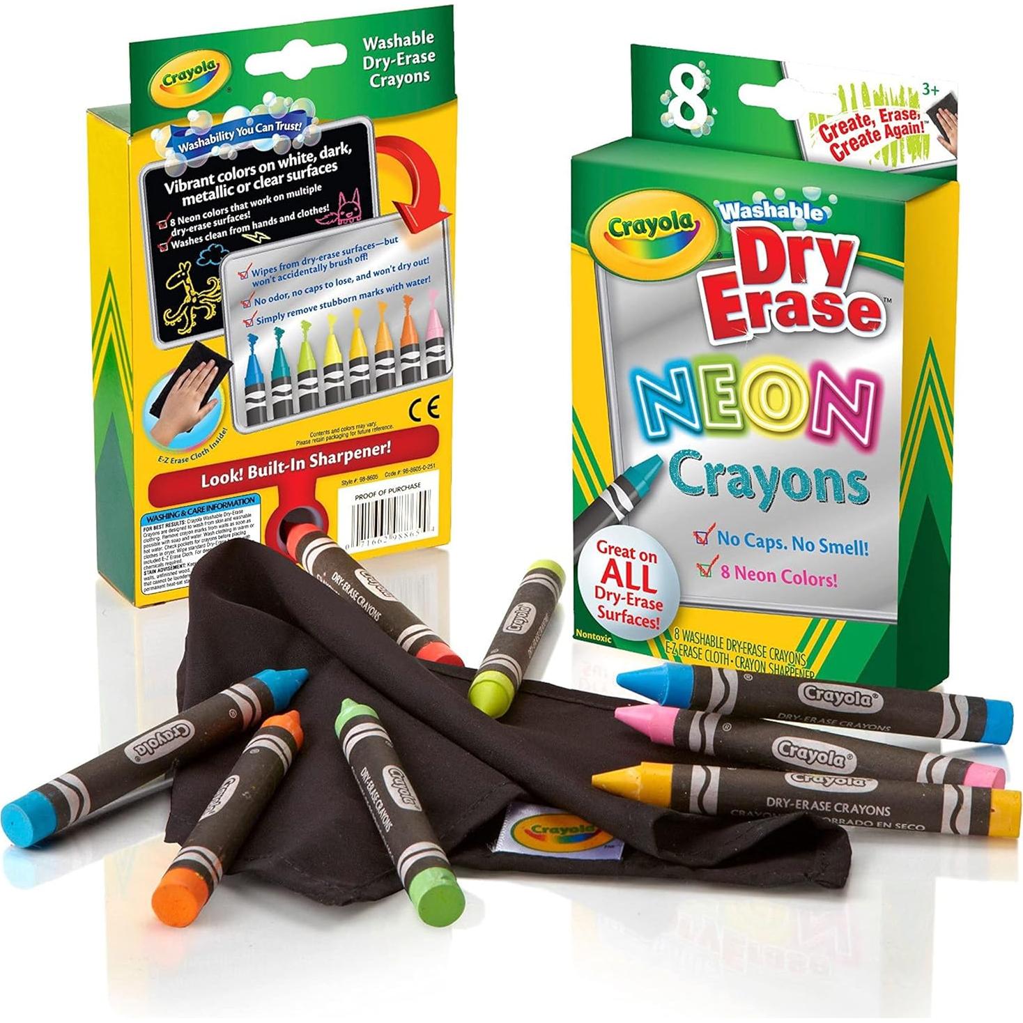 Crayones Neón Lavables Crayola para Pizarra Blanca - 8 Colores