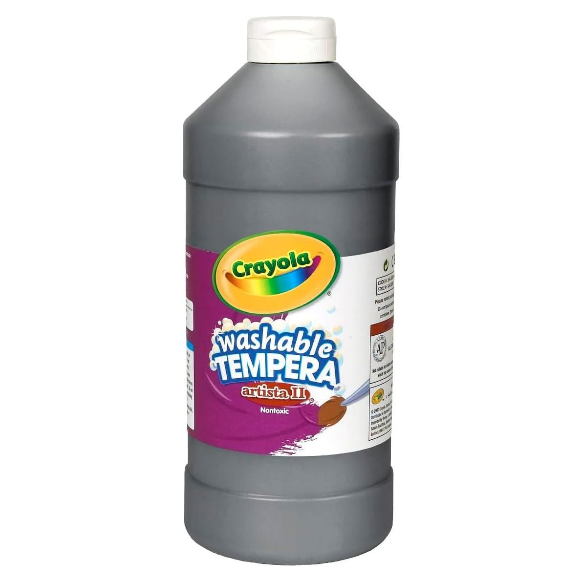 Pintura Tempera Lavable Crayola Negra 946 ml No Tóxica