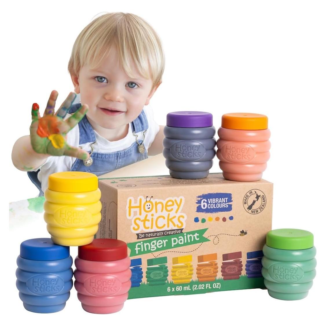 Pintura de Dedos No Tóxica Honeysticks 6 Colores 360ml