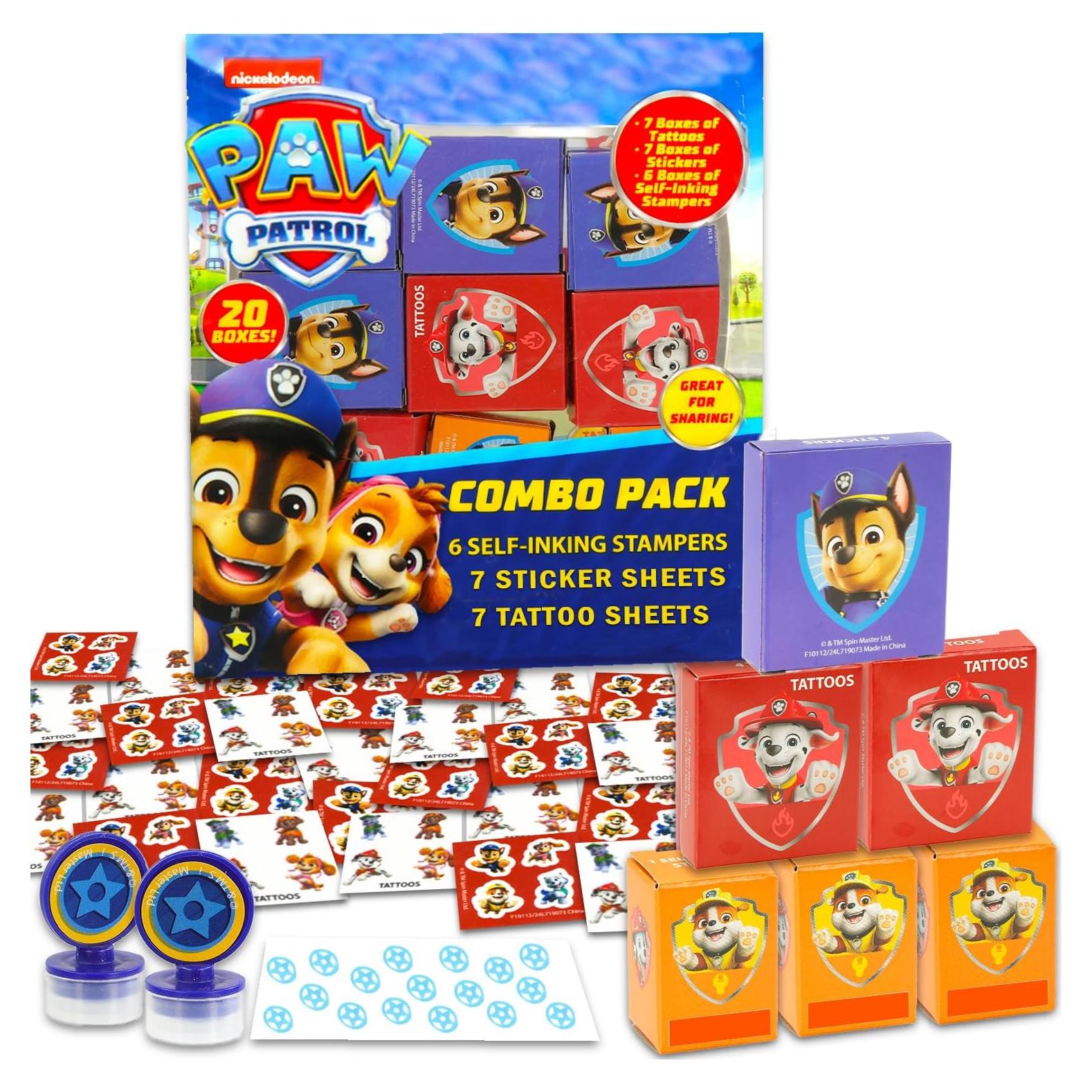 Paquete de Favoritos de Fiesta Paw Patrol para 20 Niños - 20 Cajas con Stickers y Tatuajes