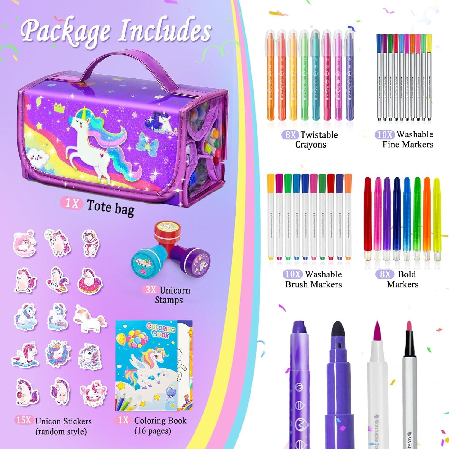 Conjunto de 56 Marcadores Lavables Weirtoya Unicornio