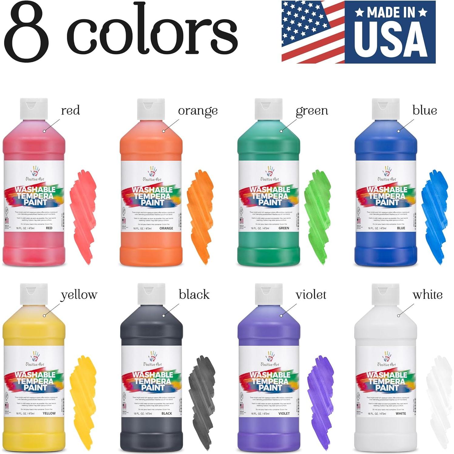 Pintura Lavable Positiva para Niños - 8 Colores 473 ml