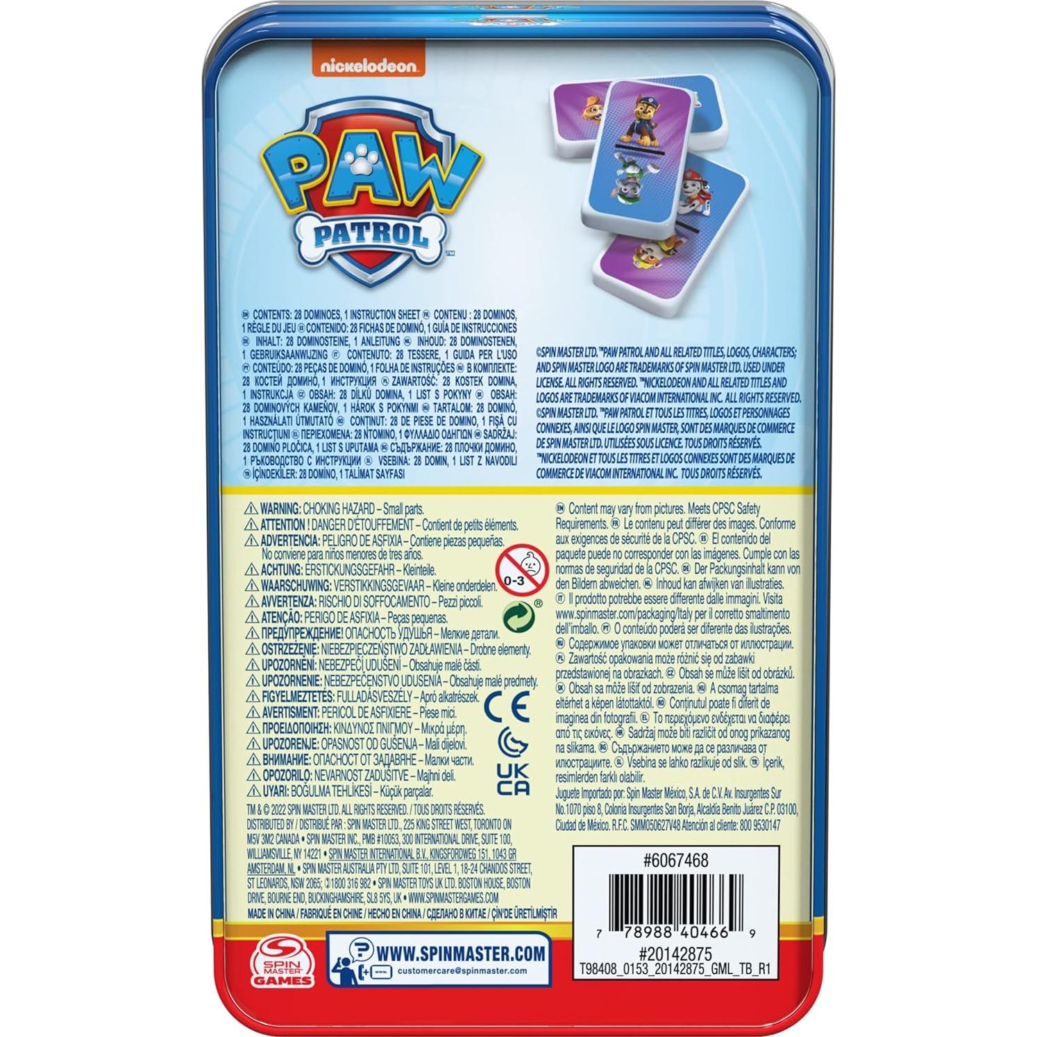 Dominó Paw Patrol Spin Master - Juego Familiar 2-4 Jugadores