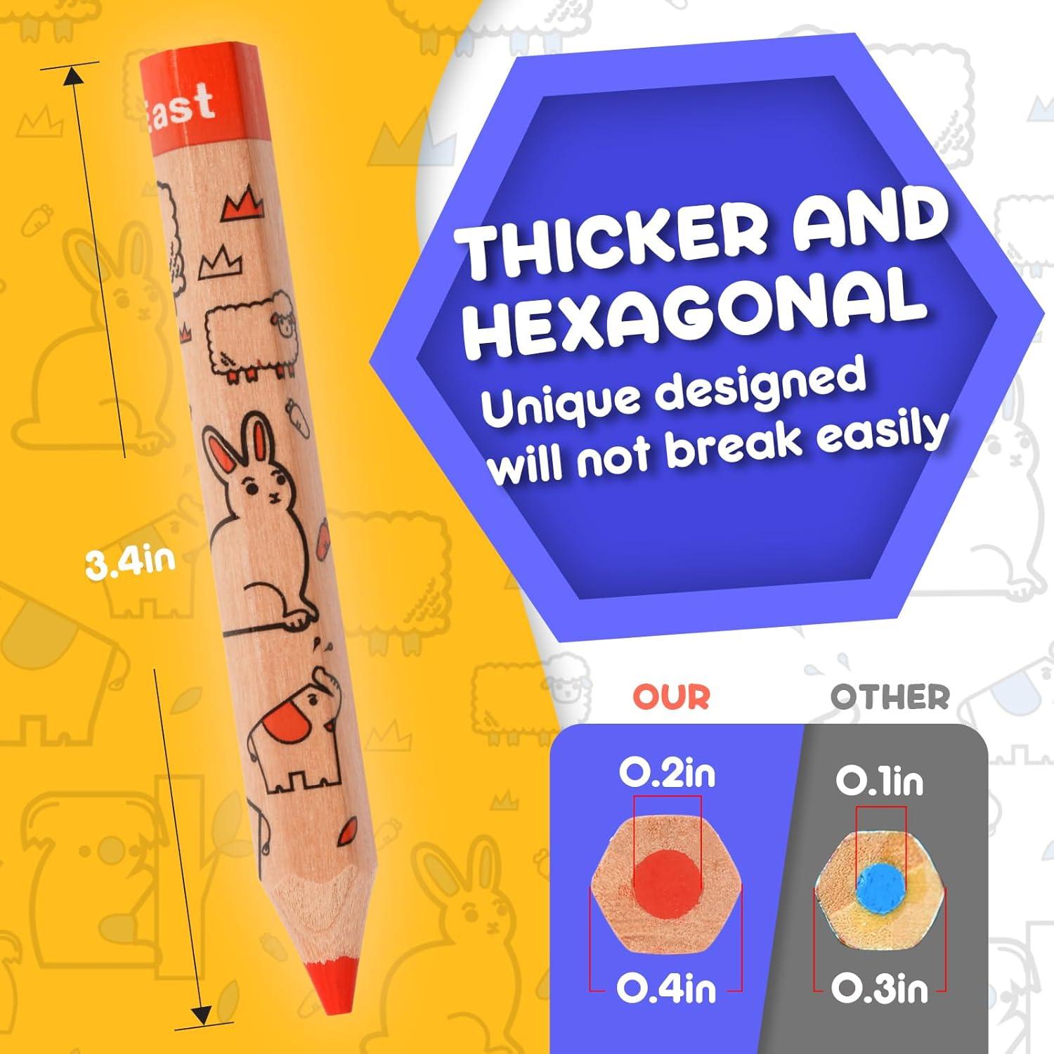 Lápices de Colores Cortos ThEast 12 Animales con Sacapuntas