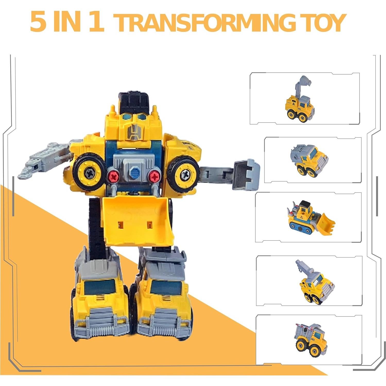 Juego de Camiones Desarmables Awulo - 5 en 1 Robot Transformable