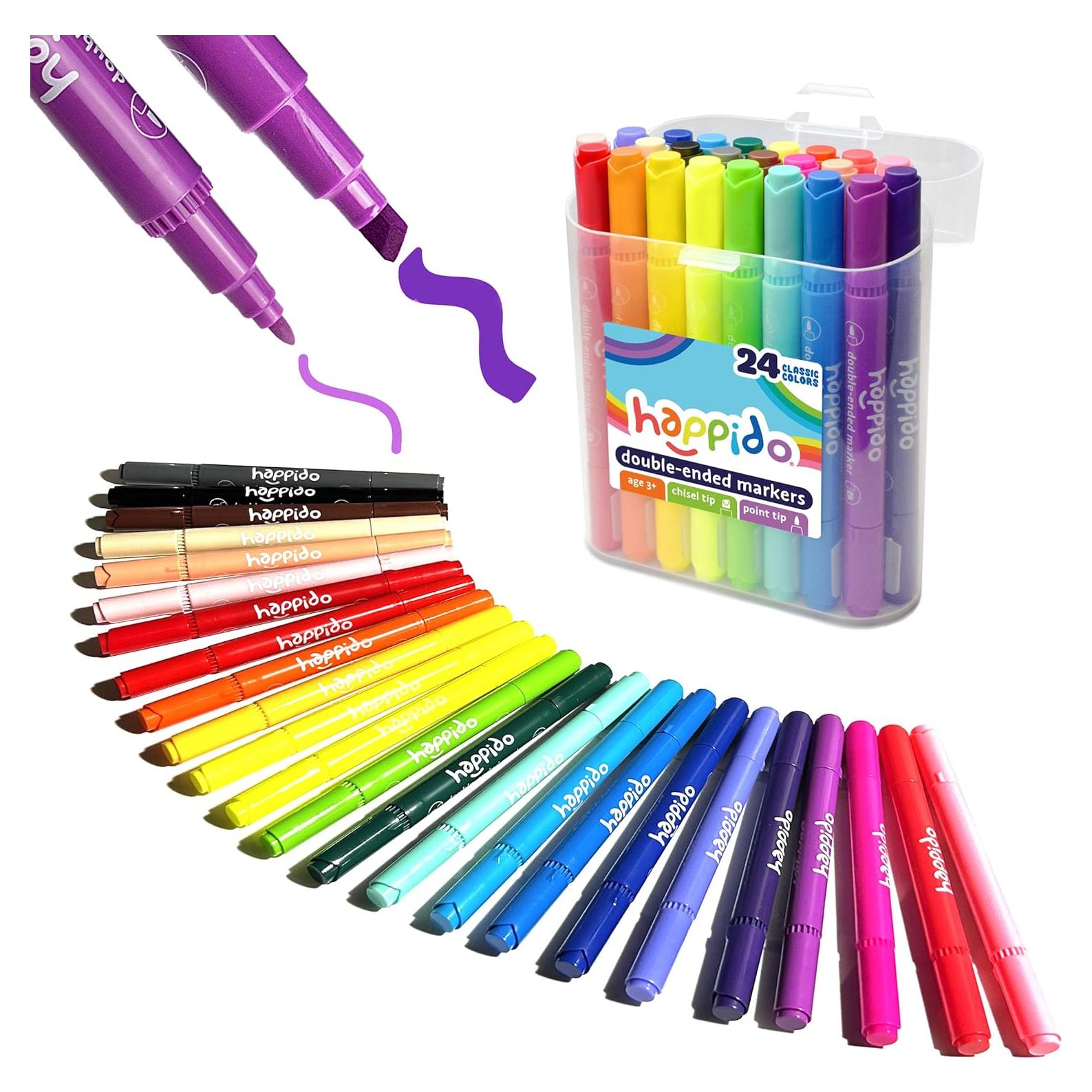 Set de 24 Marcadores Doble Punta Happido No Tóxicos