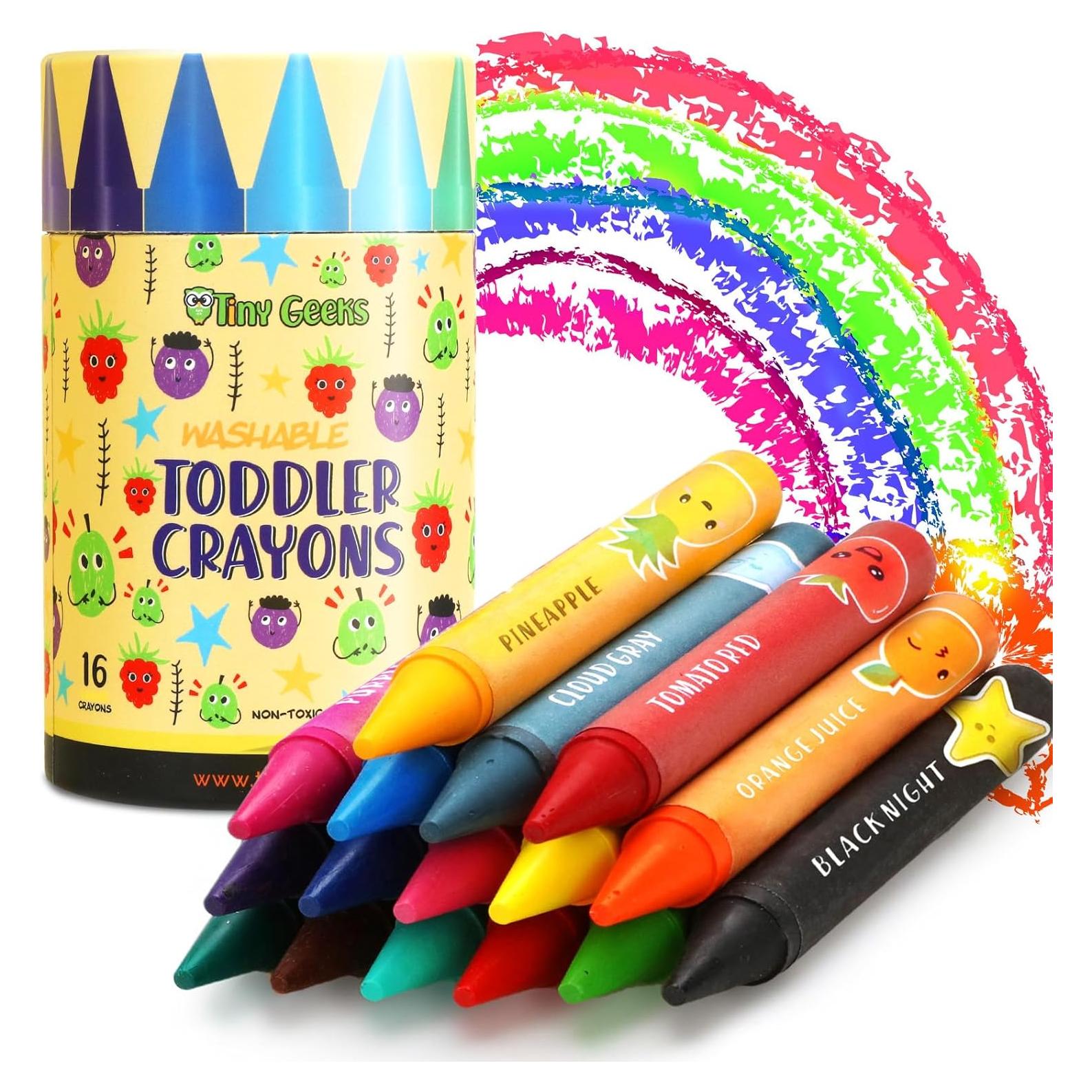 Crayones Jumbo TinyGeeks 16 Colores No Tóxicos Lavables
