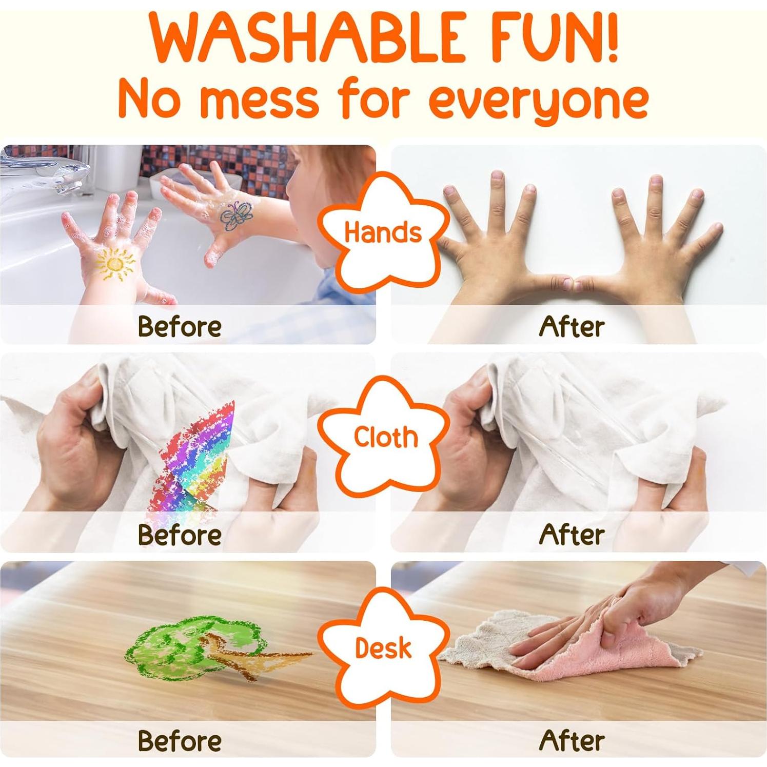 Crayones Jumbo TinyGeeks 16 Colores No Tóxicos Lavables