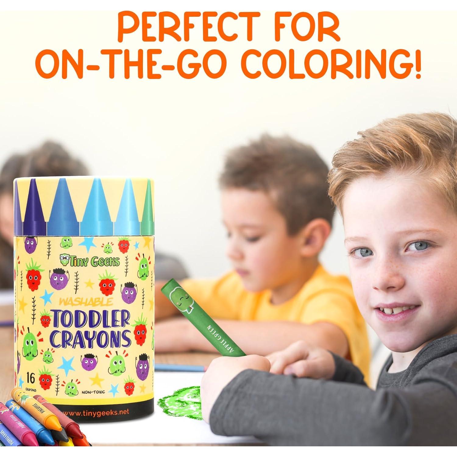 Crayones Jumbo TinyGeeks 16 Colores No Tóxicos Lavables