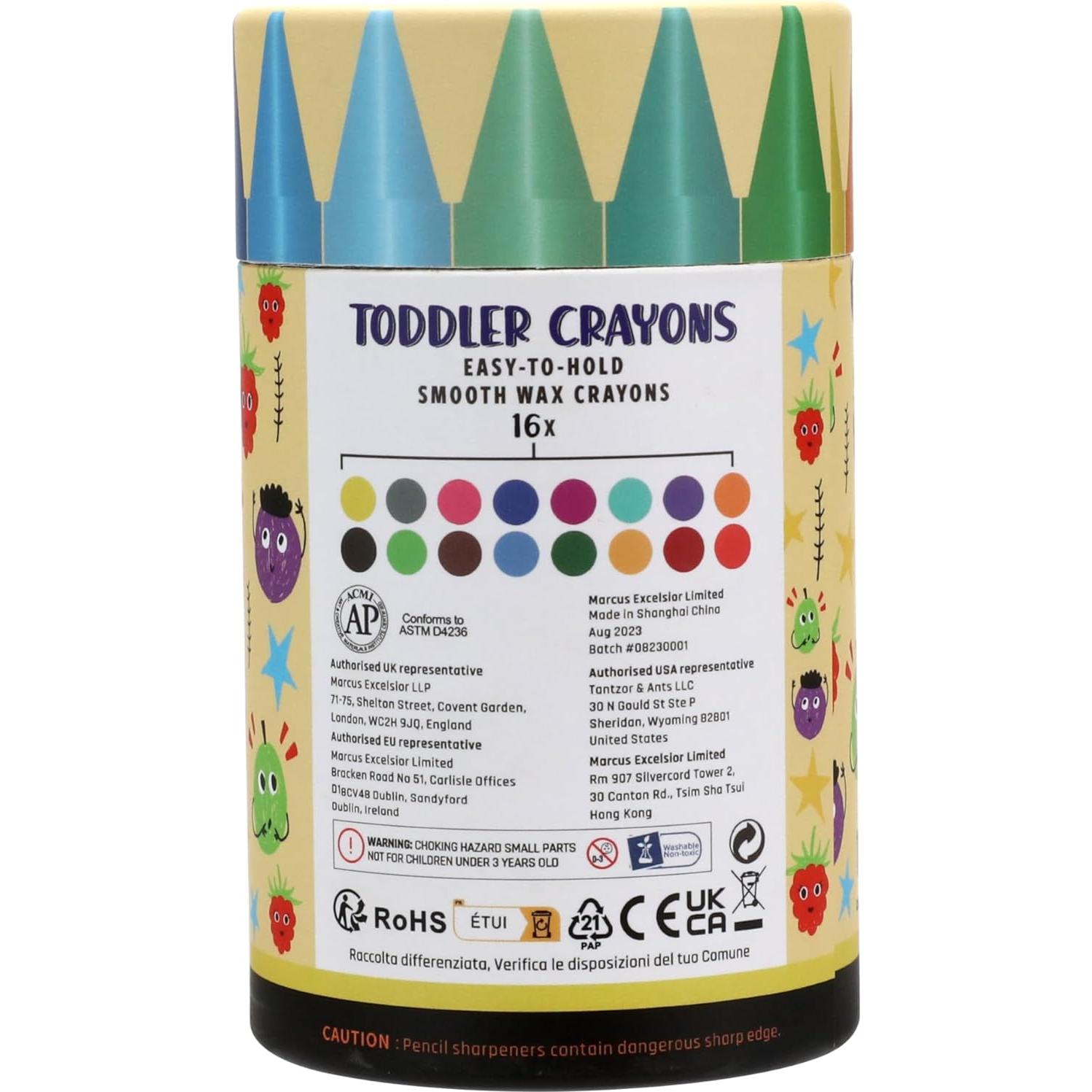 Crayones Jumbo TinyGeeks 16 Colores No Tóxicos Lavables