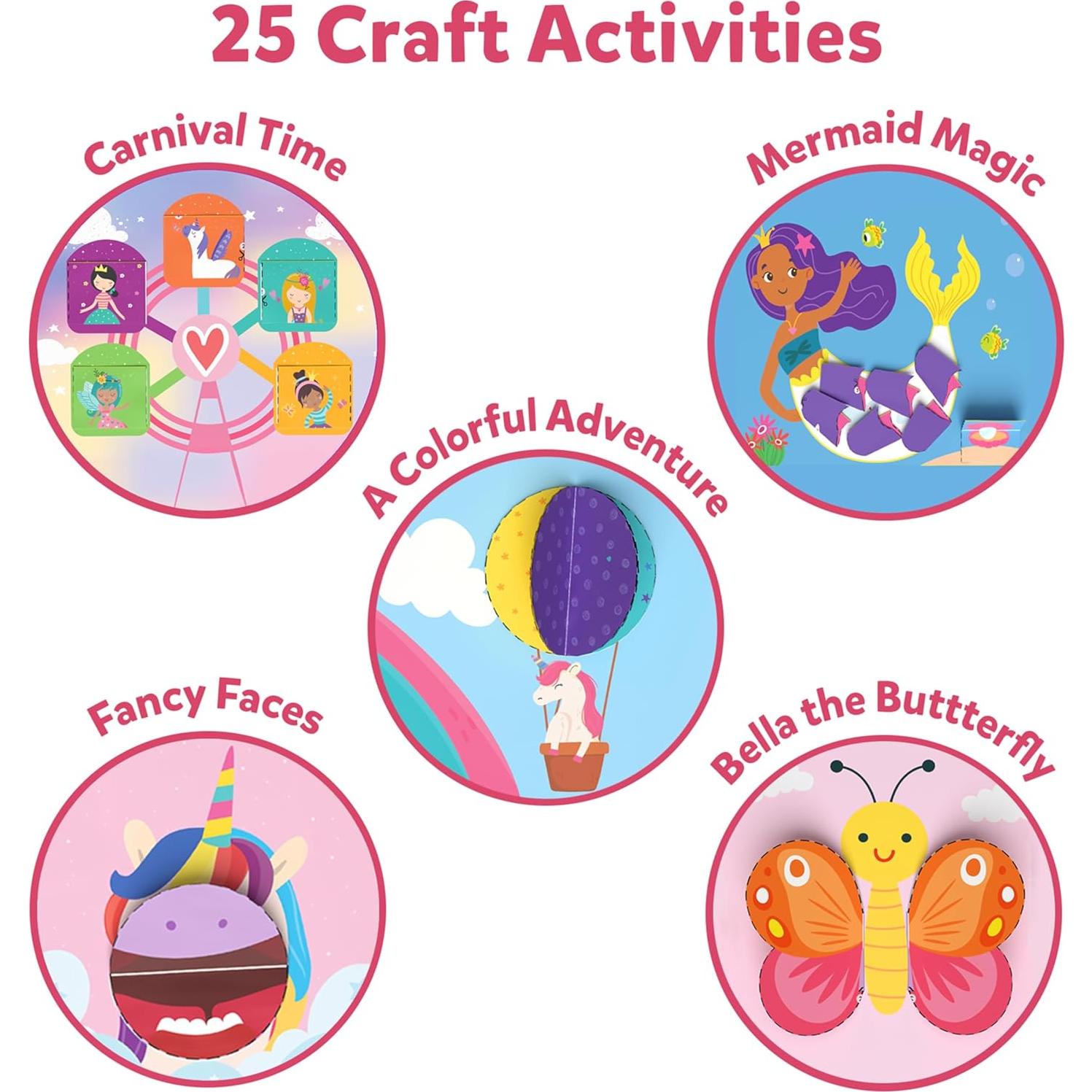 Skillmatics Kit de Manualidades con Tijeras Unicornios y Princesas - 25 Actividades para Niños 3 a 7 Años