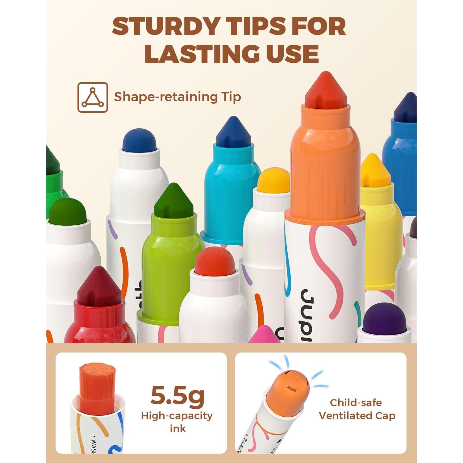 Marcadores Lavables JUPITEARTH 12 Colores Doble Punta 1-8MM