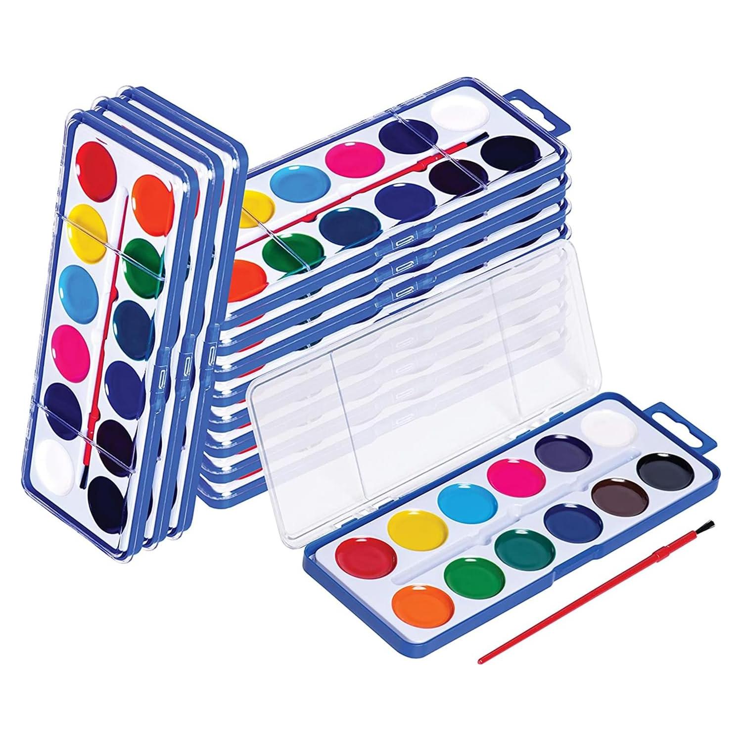 Juego de 24 Pinturas Acuarelables Neliblu - 12 Colores Lavables 60ml