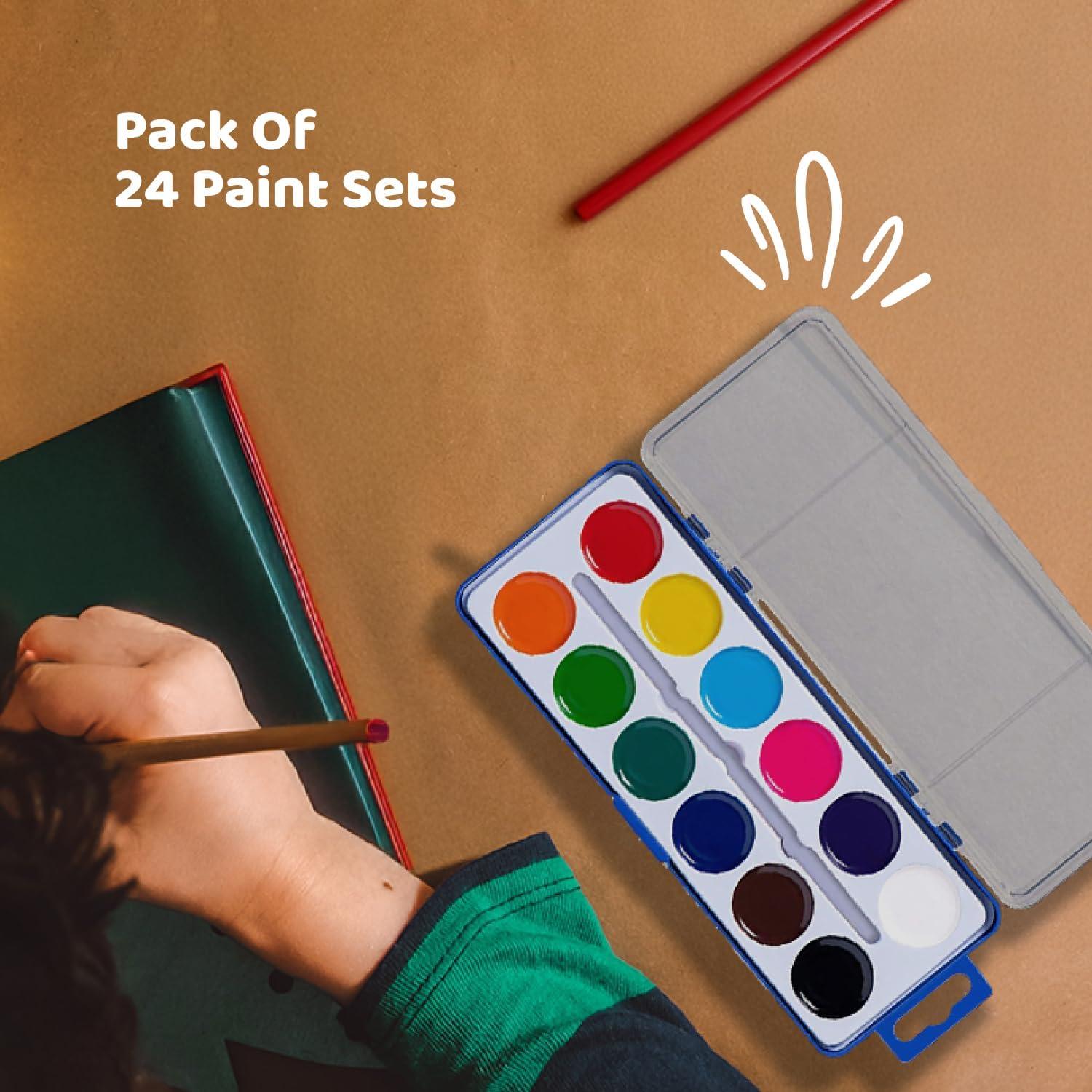 Juego de 24 Pinturas Acuarelables Neliblu - 12 Colores Lavables 60ml