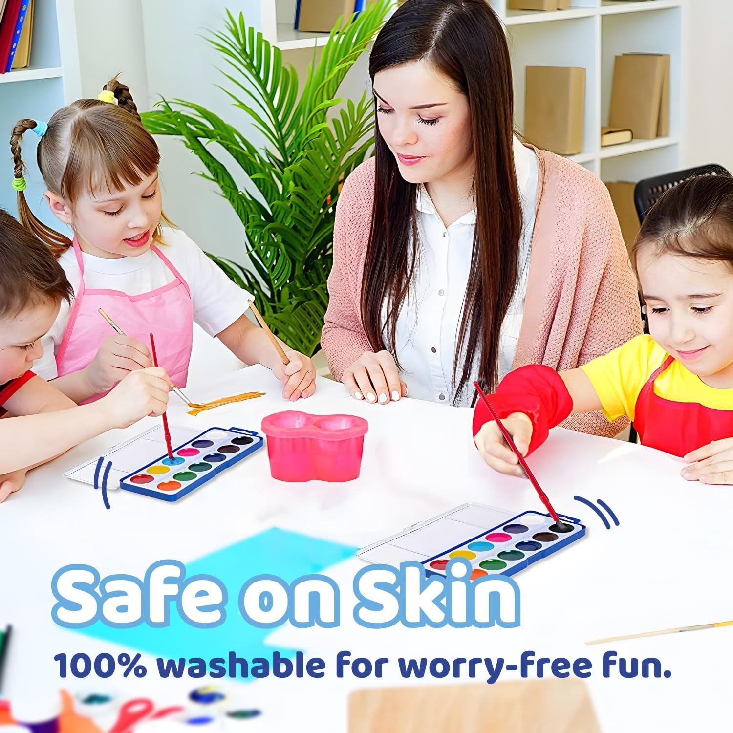 Juego de 24 Pinturas Acuarelables Neliblu - 12 Colores Lavables 60ml