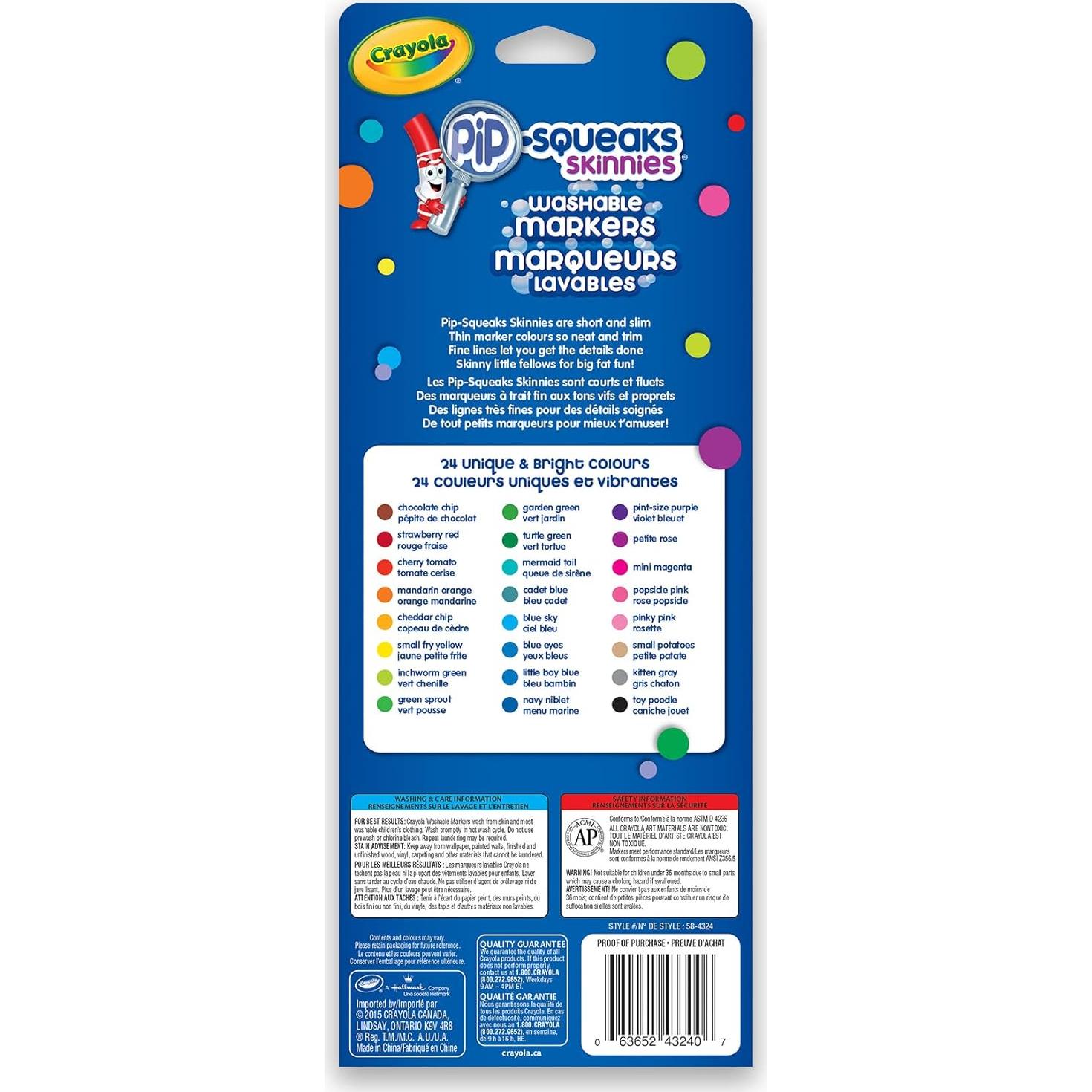 Marcadores Crayola Pip-Squeaks Skinnies 24 Colores Lavables