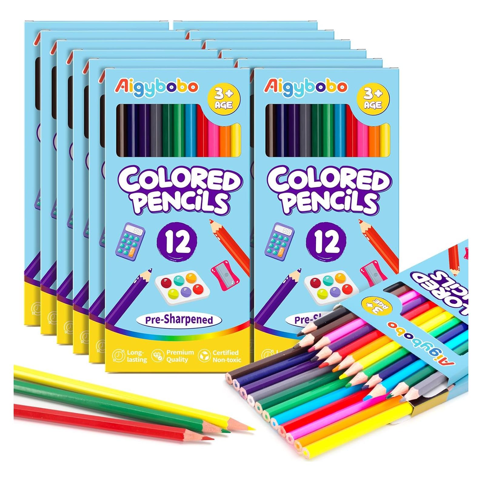 144 Lápices de Colores Pre-afilados Aigybobo para Niños