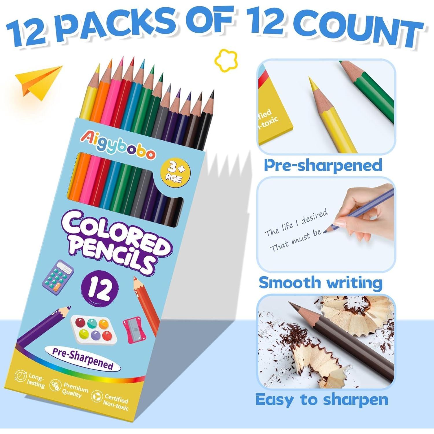 144 Lápices de Colores Pre-afilados Aigybobo para Niños