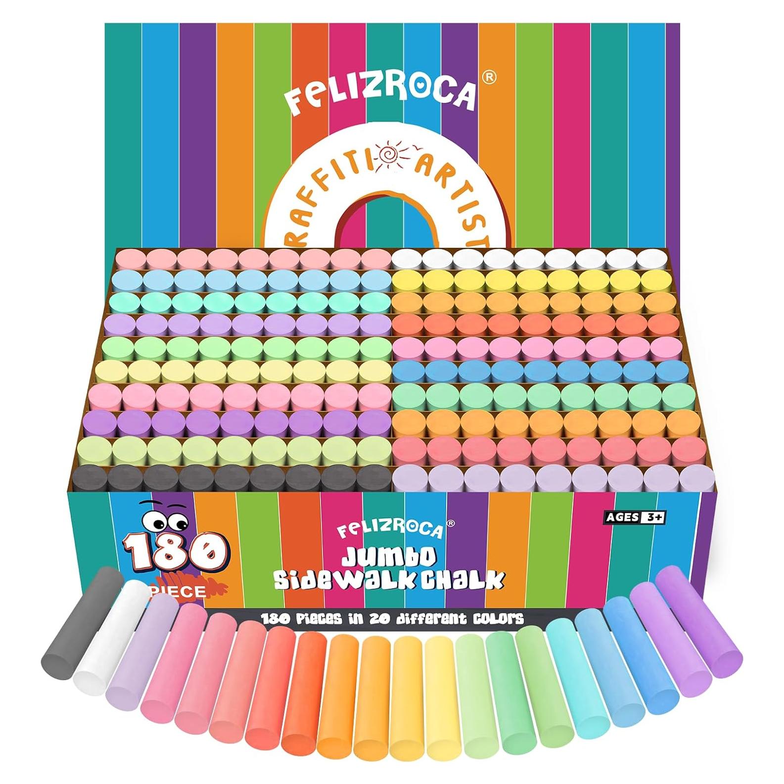 Juego de 180 Tizas de Acera Jumbo FELIZROCA Multicolor