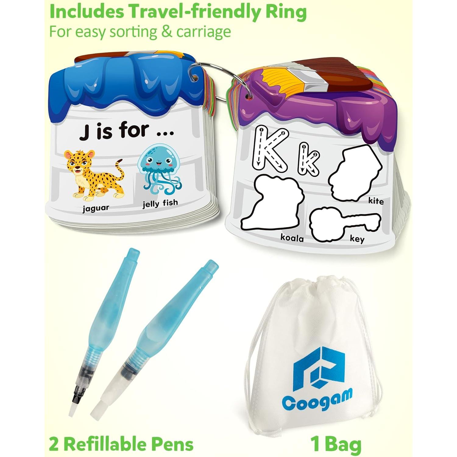 Tarjetas de Pintura con Agua Coogam - Alfabeto Reutilizables