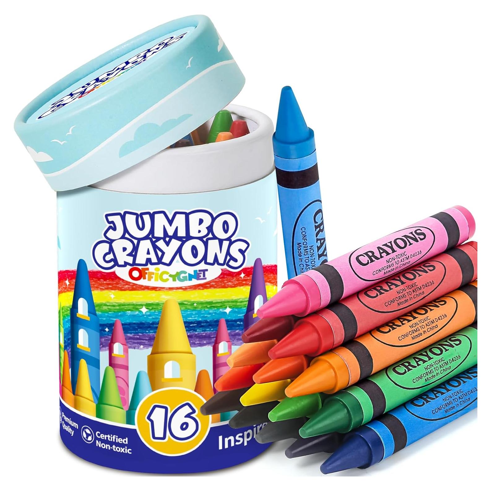 16 Crayones Jumbo Lavables Officygnet para Niños 1-8 Años