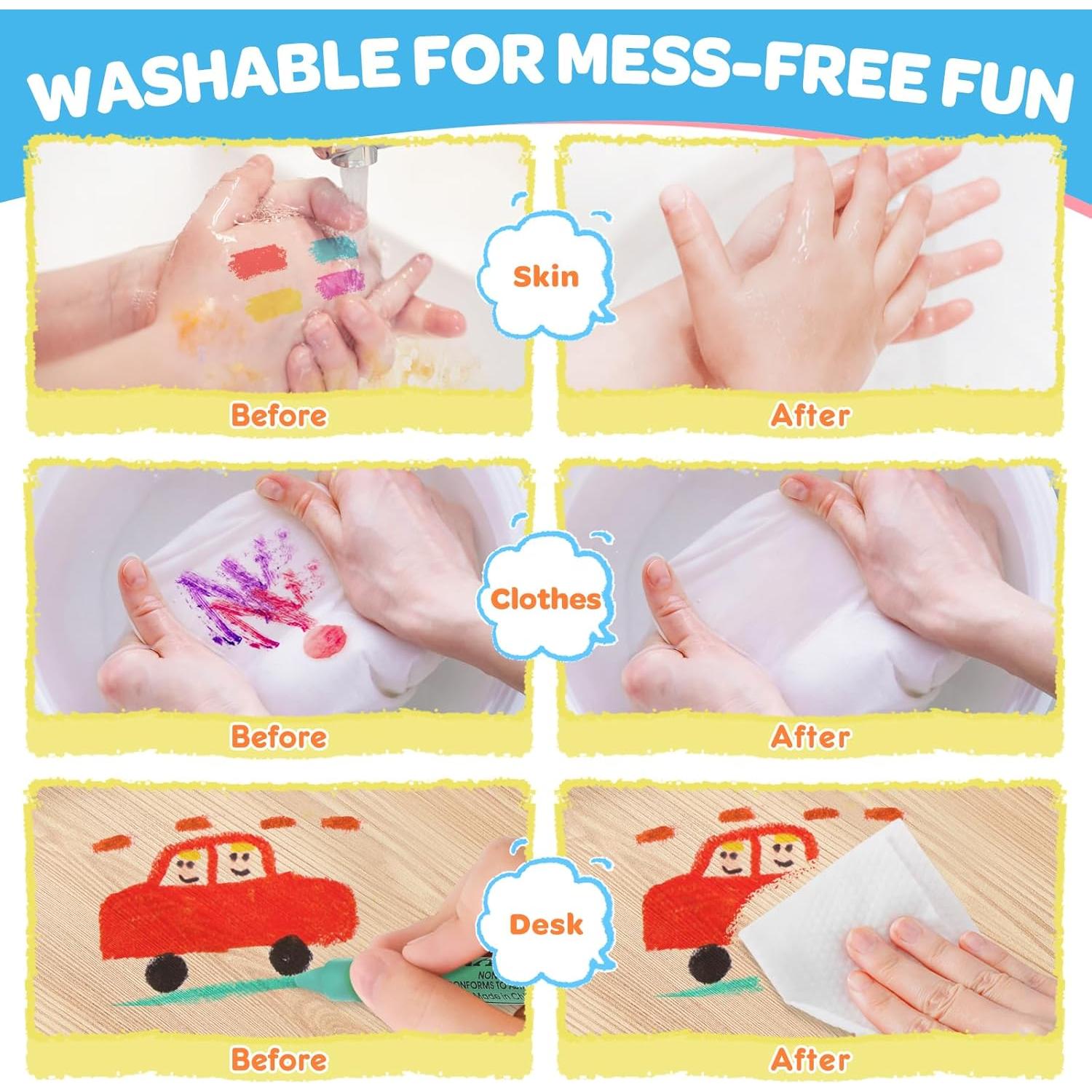 16 Crayones Jumbo Lavables Officygnet para Niños 1-8 Años