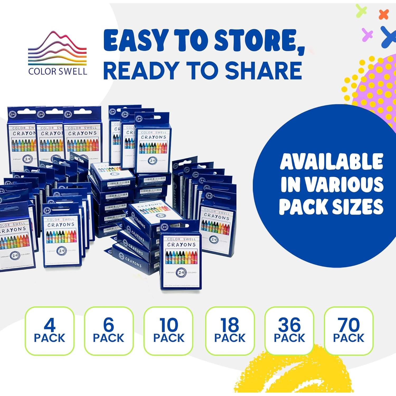 Crayones Color Swell a Granel 6 Paquetes de 24 Colores