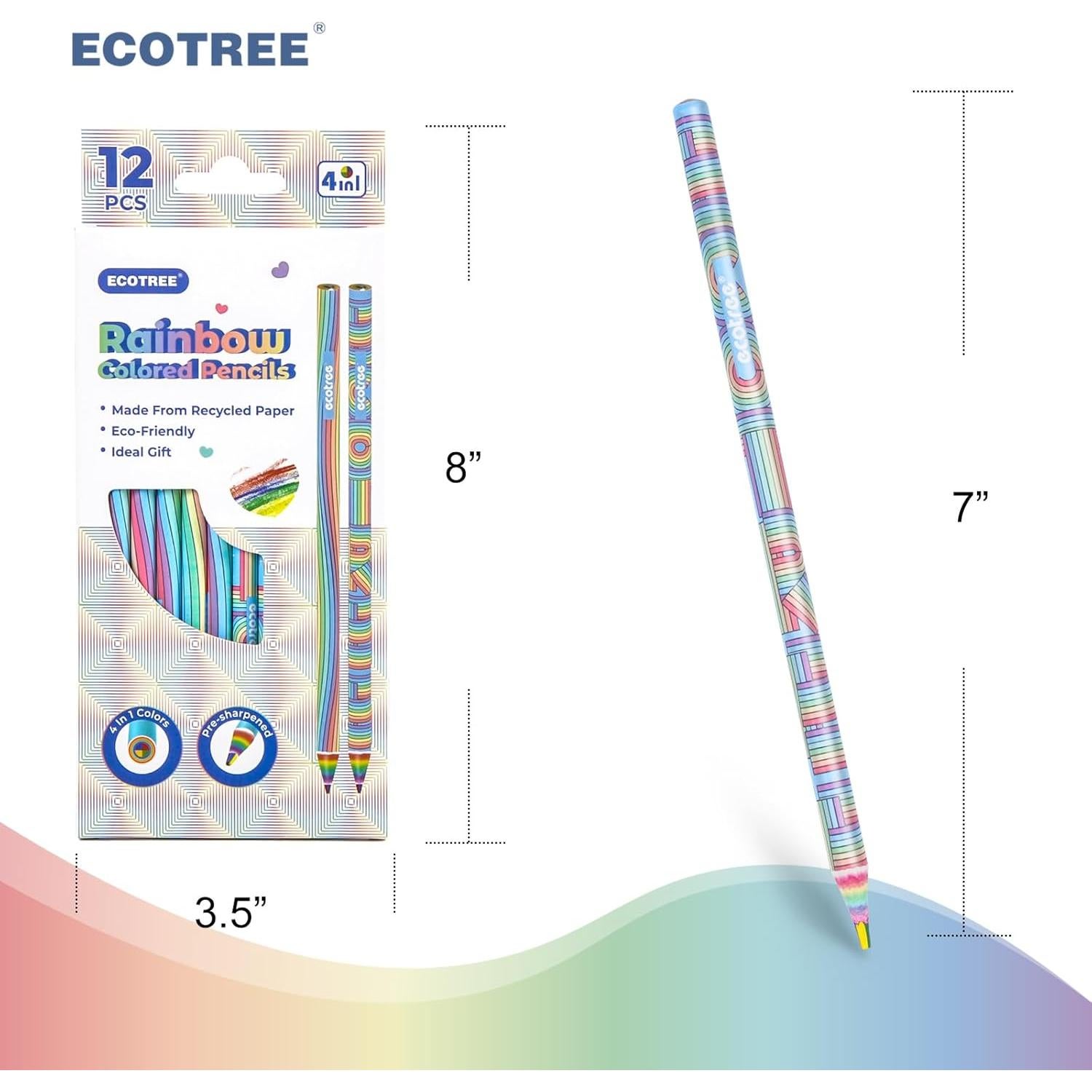 Lápices de Colores Arcoíris ECOTREE - Paquete de 12 Unidades