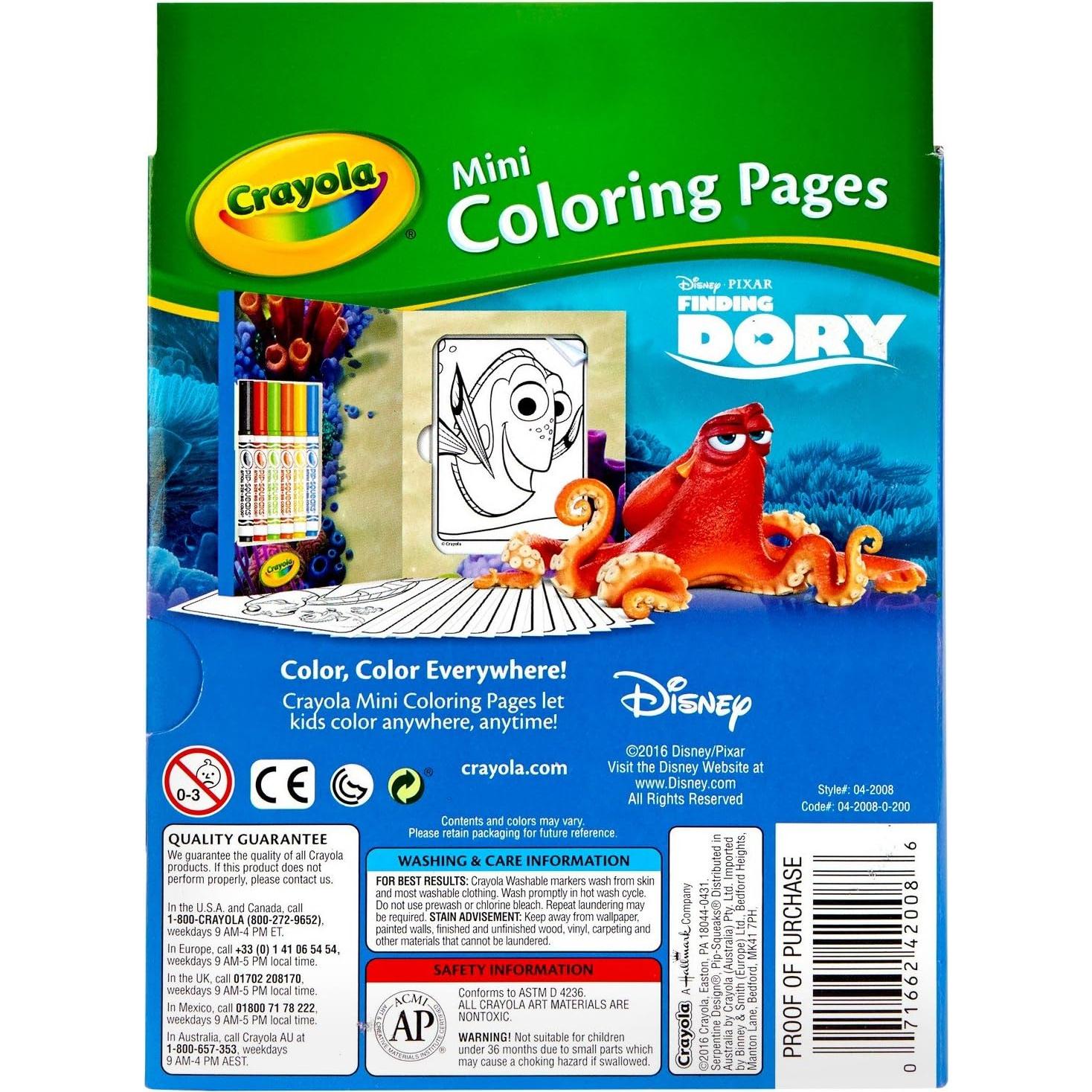 Crayola Mini Páginas para Colorear Dory - 80 Hojas y 6 Marcadores