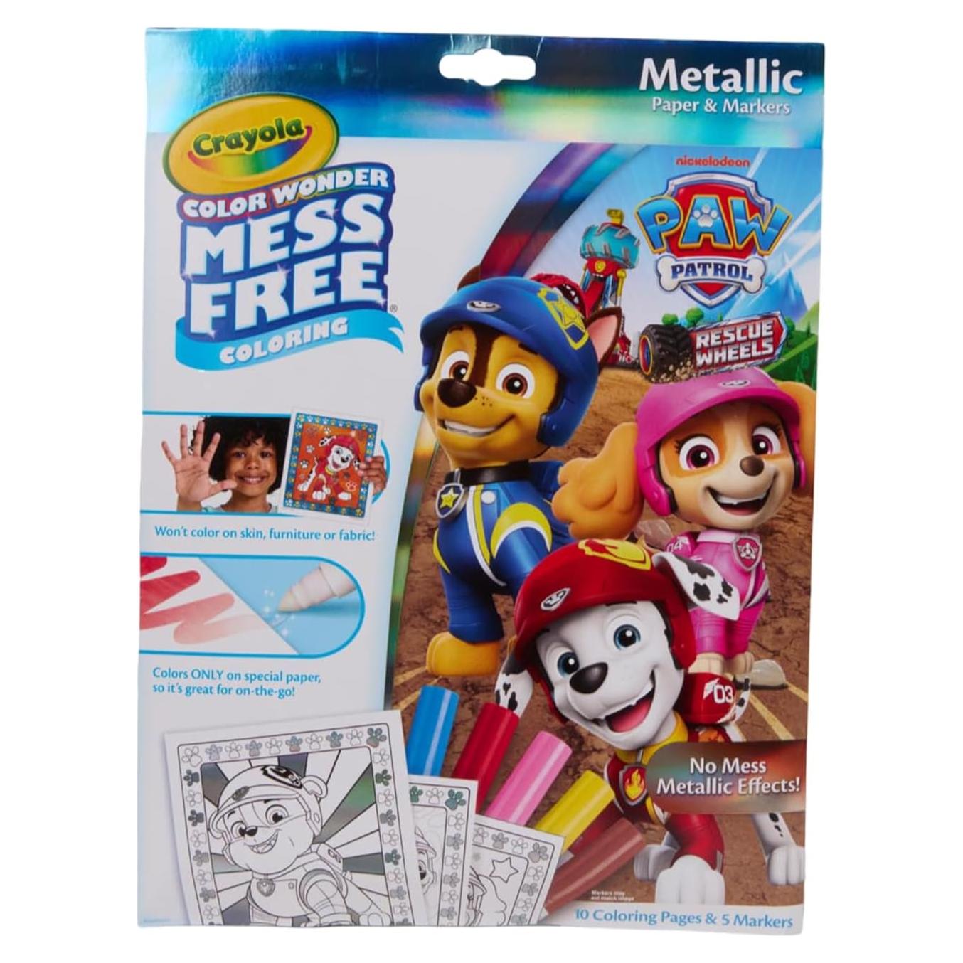 Set de Colorear Metálico Crayola PAW Patrol - 10 Páginas y 5 Marcadores