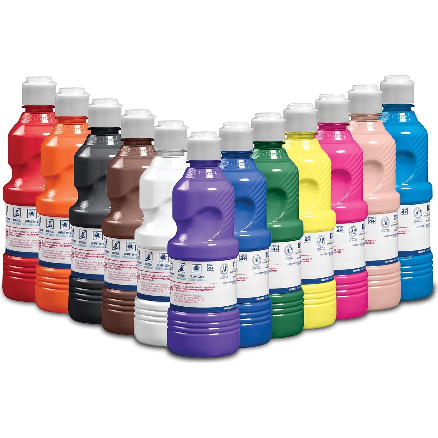 Pintura Tempera Líquida Prang 12 Colores 16 Oz. (473 ml)